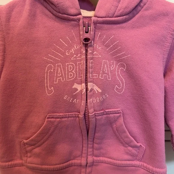 Cabelas pink zip up hooded jacket size 12-18 months - Picture 2 of 5